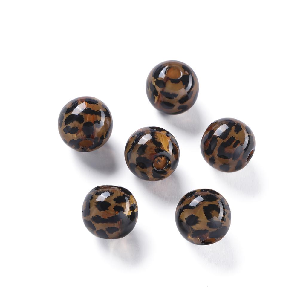 2pcs 15.5mm Acrylic Round Shaped Beads Leopard Print Spacer Loose Beads for DIY Bracelets Earrings Jewelry Making Accessories