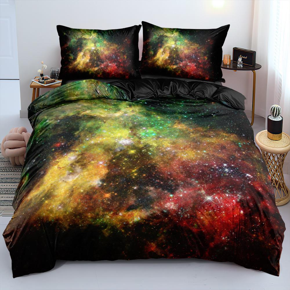 Luxury Galaxy Dark Blue Bedding Set Twin Full Queen King Size Duvet Cover Set Shining Stars Starry Sky Kids Adults Comforter Set