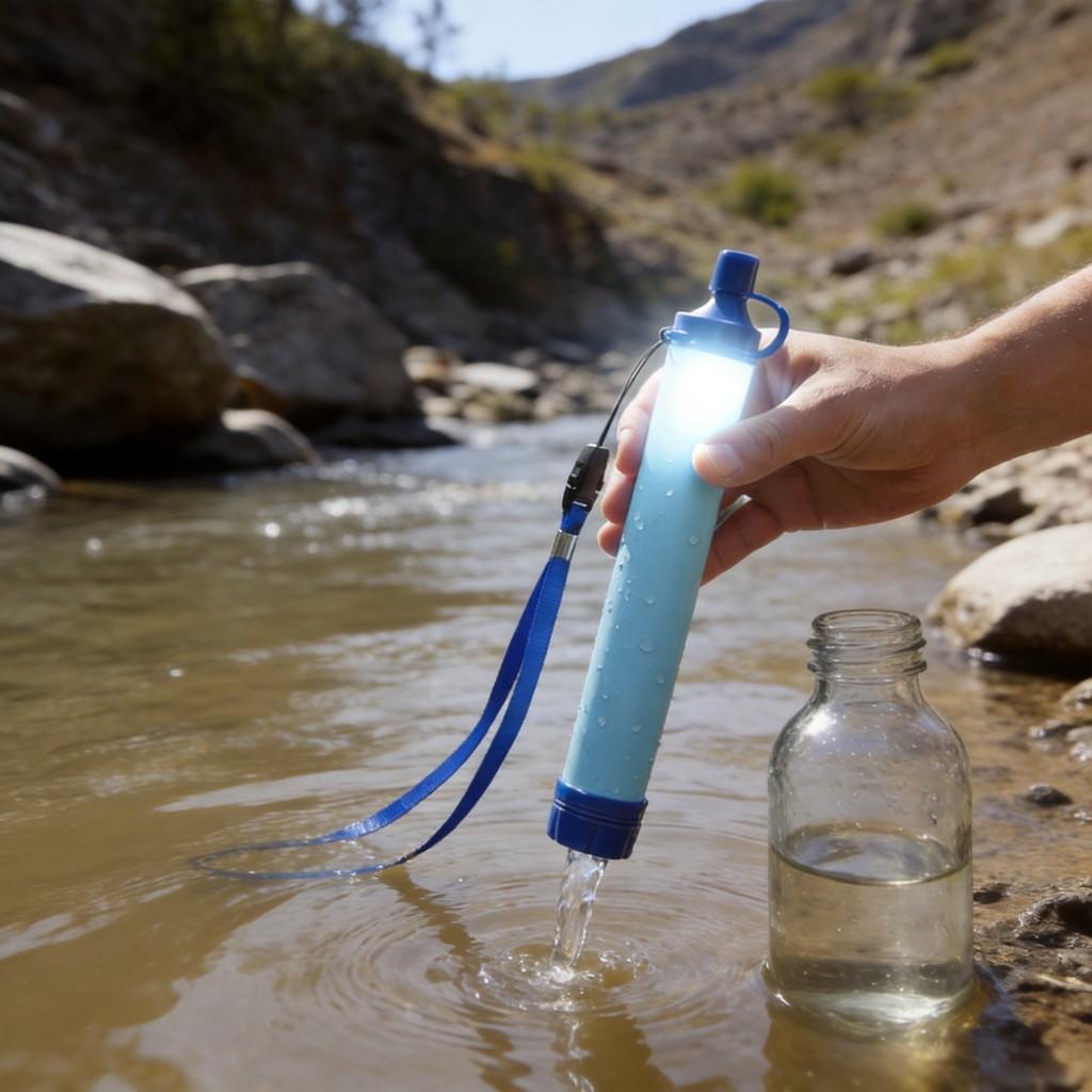 Portable Outdoor Water Filter With Technology For Emergency Survival And Camping Use