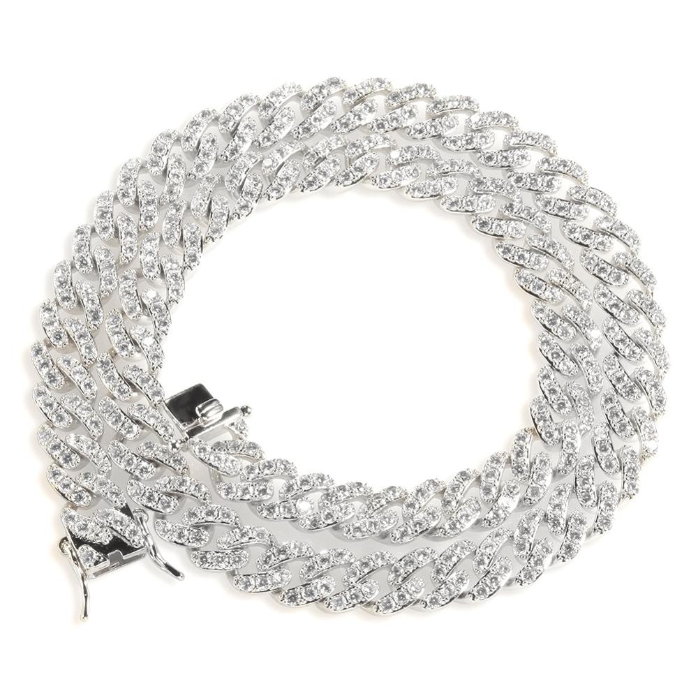 Catene Link Cubano Zircone Diamante 9mm Moda Hiphop Collana Cubana