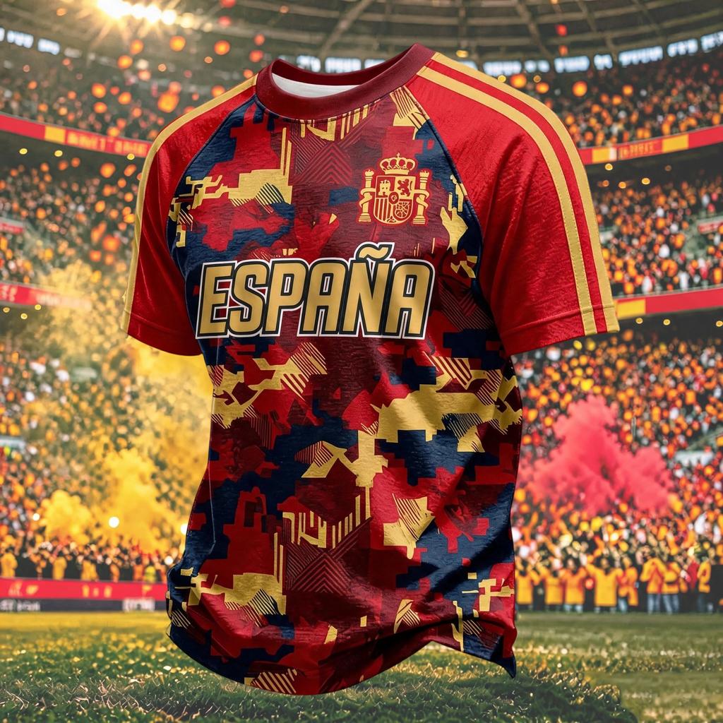 Men's Soccer Fan Graphic Print Short Sleeve T-Shirt, Comfortable Round Neck Tee for Day Celebrations