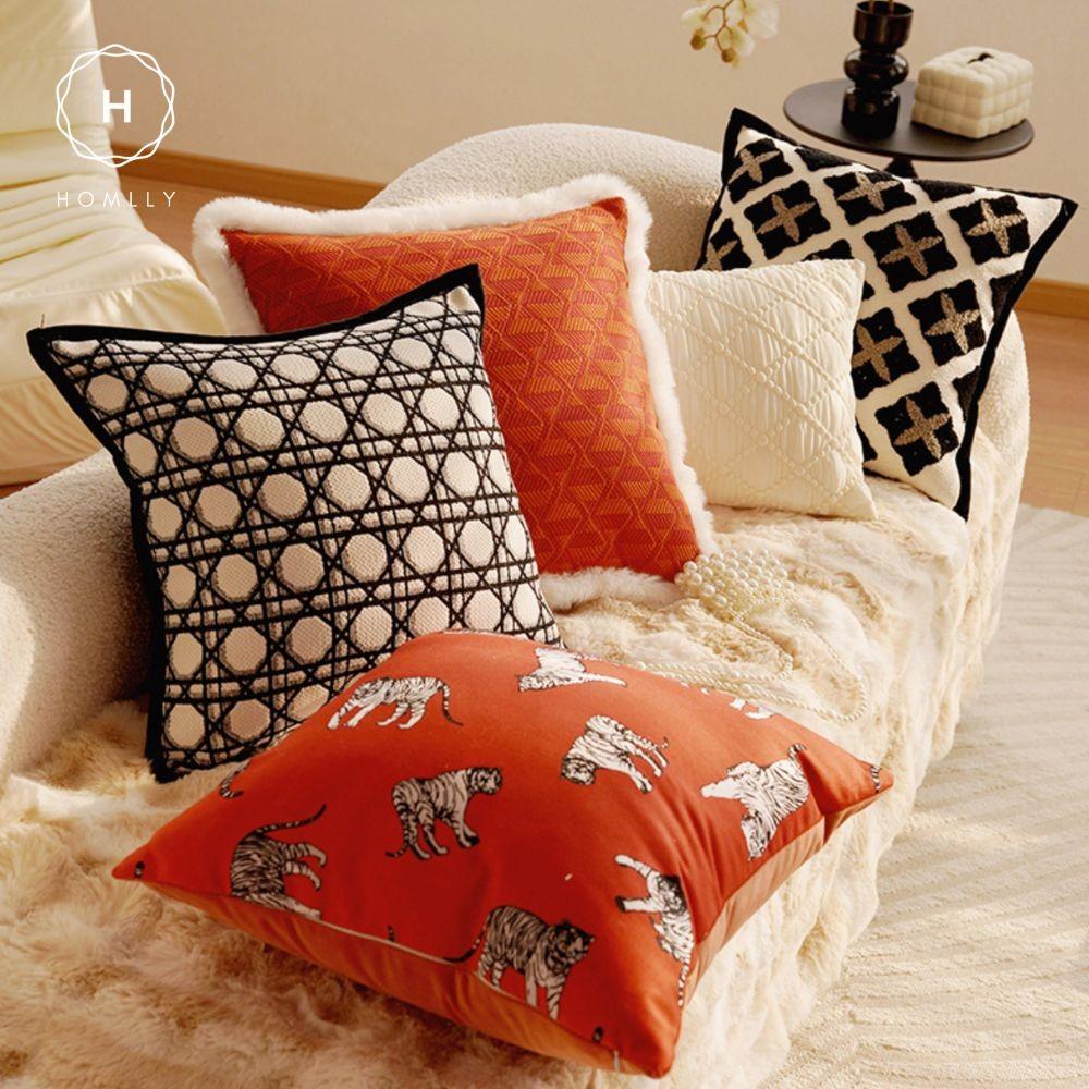 Homlly Orangey Printed Pillow Cushion Cover (X2PCS)