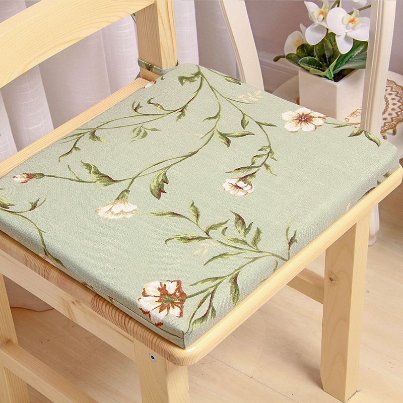 

Хлопково-льняная подушка для обеденного стола и стула для дома, тканевая, ручной работы, подушка для стула плюс тарелка, подушка для табурета с ремешком, съемная и моющаяся, квадратный коврик Small green floral chair cushion 40X40cm
