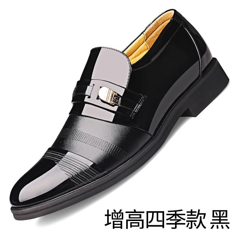 2025 Direct Sales Glossy Leather Shoes Men's Casual Formal Wear Business Inner Height Increase Men's Shoes Breathable and Non-slip