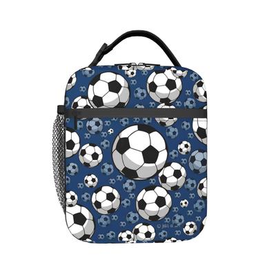 Fußball Football Sportmuster Thermisch isolierte Lunchtasche für das Büro Lebensmittelbehältertaschen Herren Damen Thermokühler Lebensmittelbox