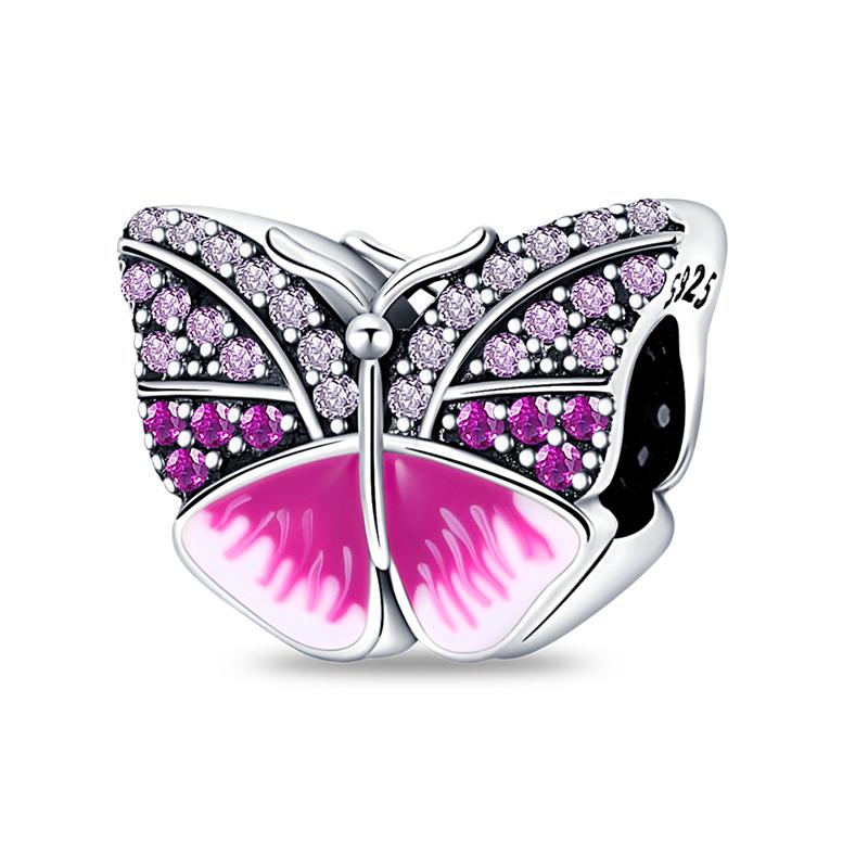 Plants Insects Charms Bead Copper Butterfly Dragonfly Cactus Clover Dangle Pendant Fit Pandora Bracelet Diy Jewelry