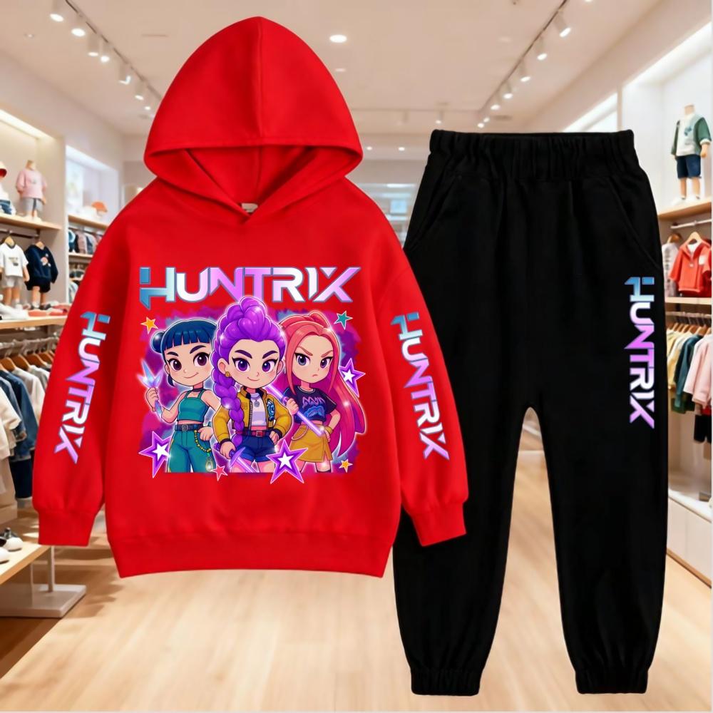 KPop Demon Hunters Kids Hoodie Set Boys Teen Girls Hoody Sweatshirts With Pants Tracksuit Children's Autumn Clothing 2pcs
