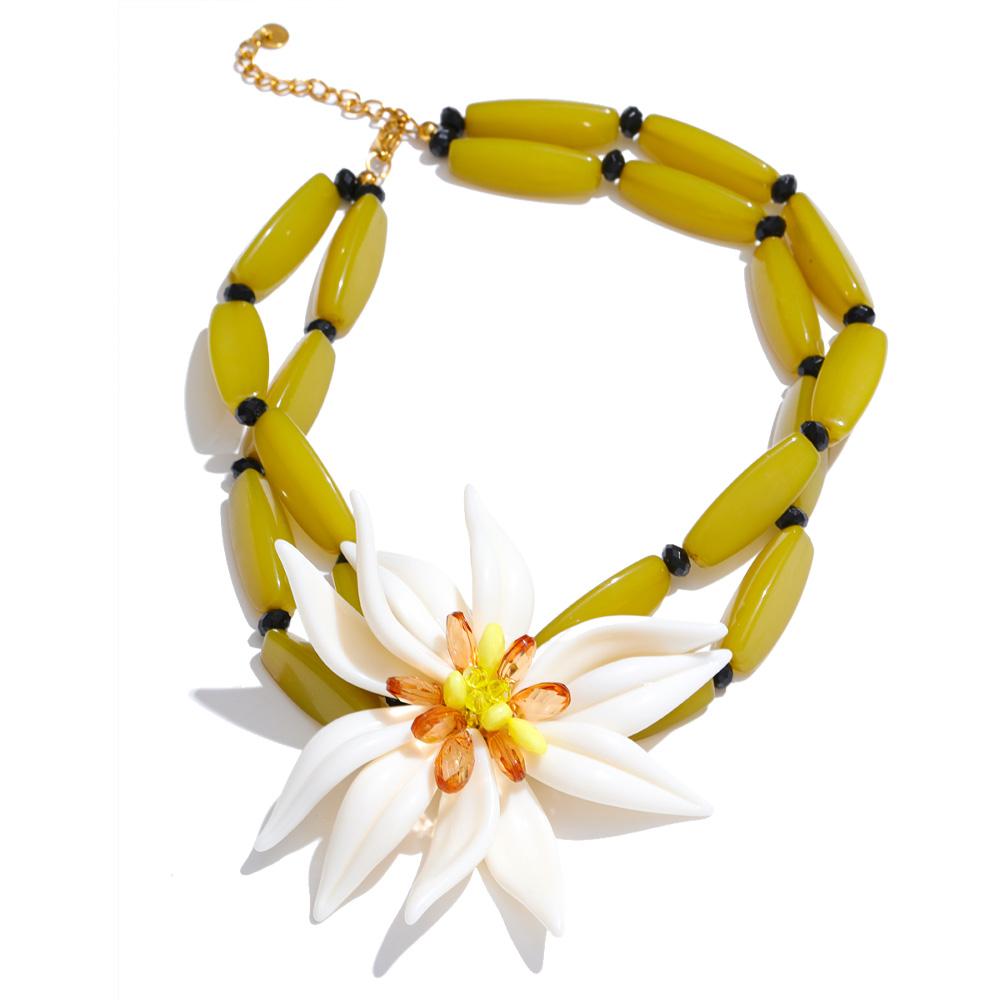 Yhpup Waterproof Trendy Petal Flower Handmade Necklace Bracelet Earrings Ring Fashion Stainless Steel PVD Plated Popular Jewelry