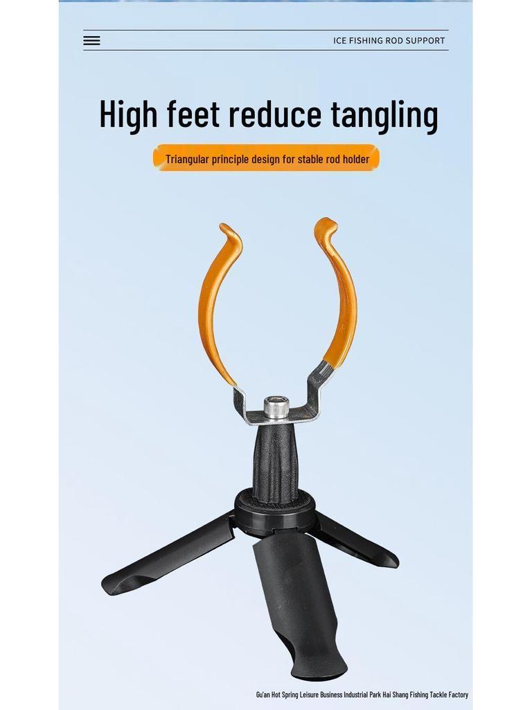 Portable Foldable Ice Fishing Rod Holder with Reel Seat - No Disassembly Needed