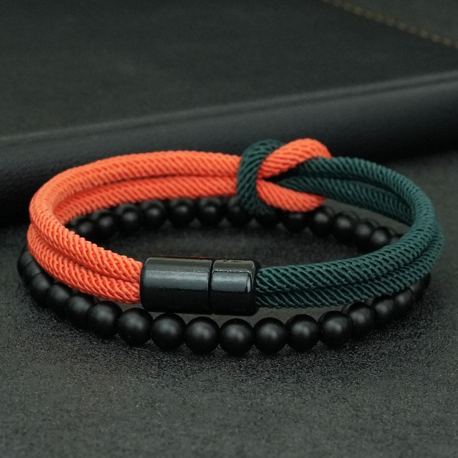 2Pcs Classic Contrasting Color Bracelet Set For Men Grade A 4mm Cord Chain Braslet Ukrainian Flag Element Wrap Braclet Pulseria