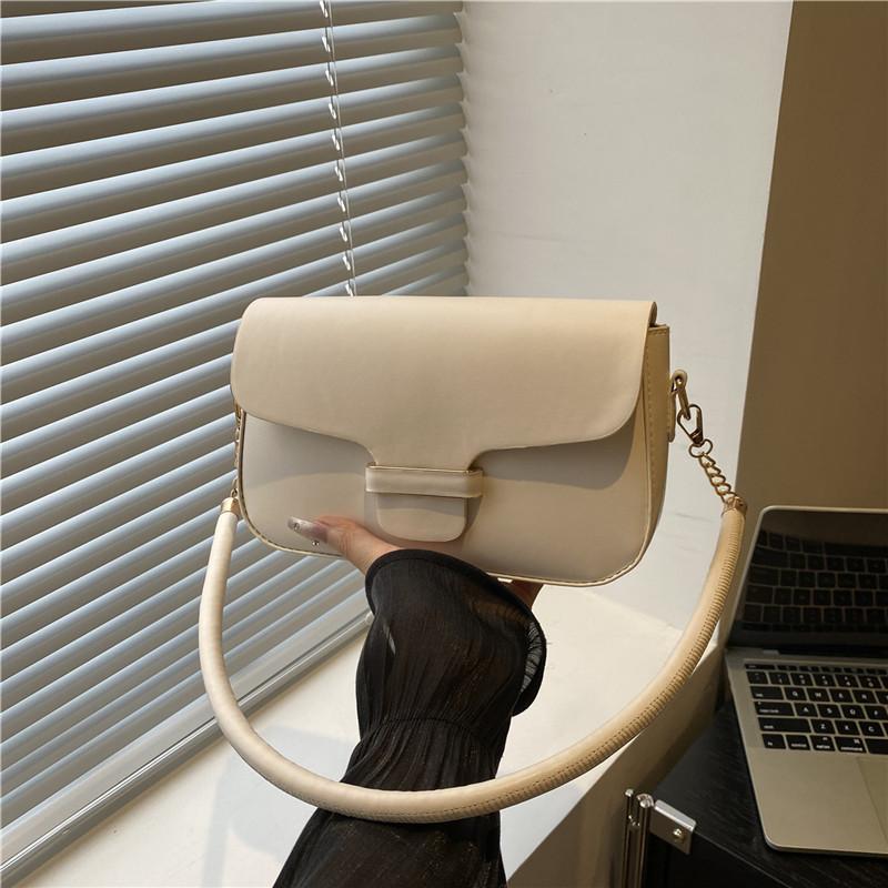 Light luxury simple splicing small square bag lock buckle versatile trend niche new portable messenger shoulder bag