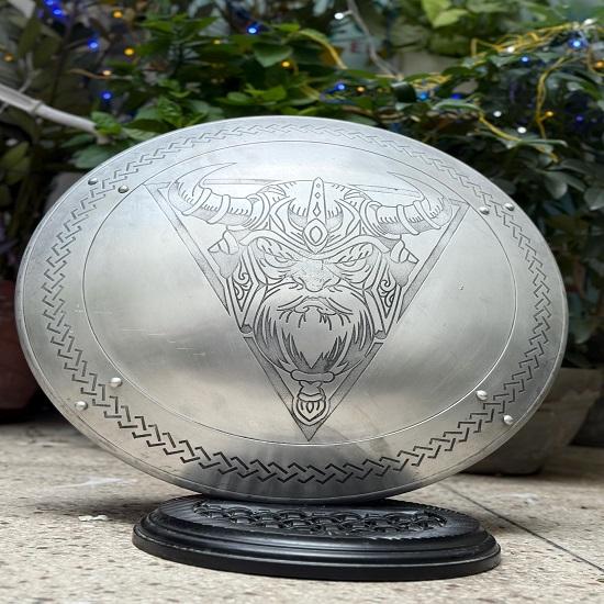 Aluminium Bearded Viking Warrior Shield  Nordic Mythology Wall Art