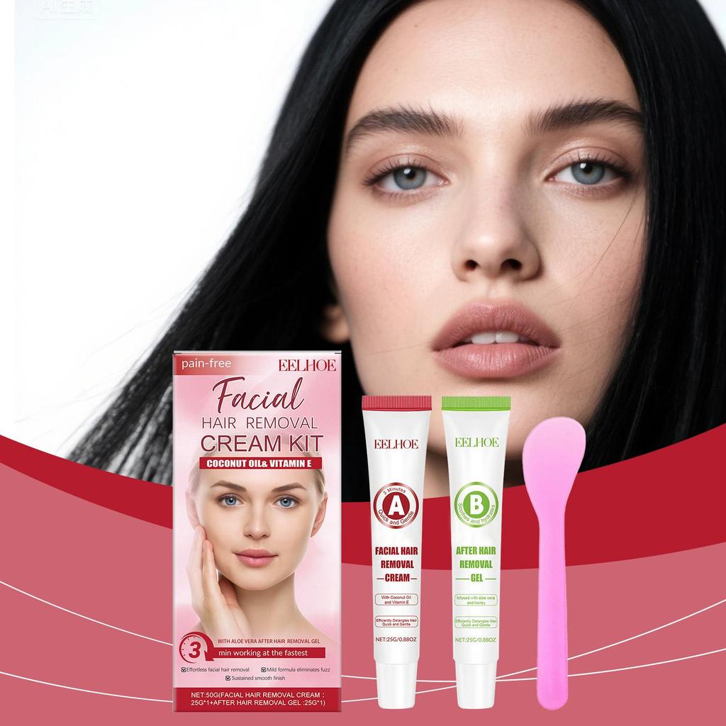 EELHOE Gesichtshaarentfernung & Hautglättungs-Set: Sanfte Enthaarungscreme für feine Gesichts- und Lippenhaare