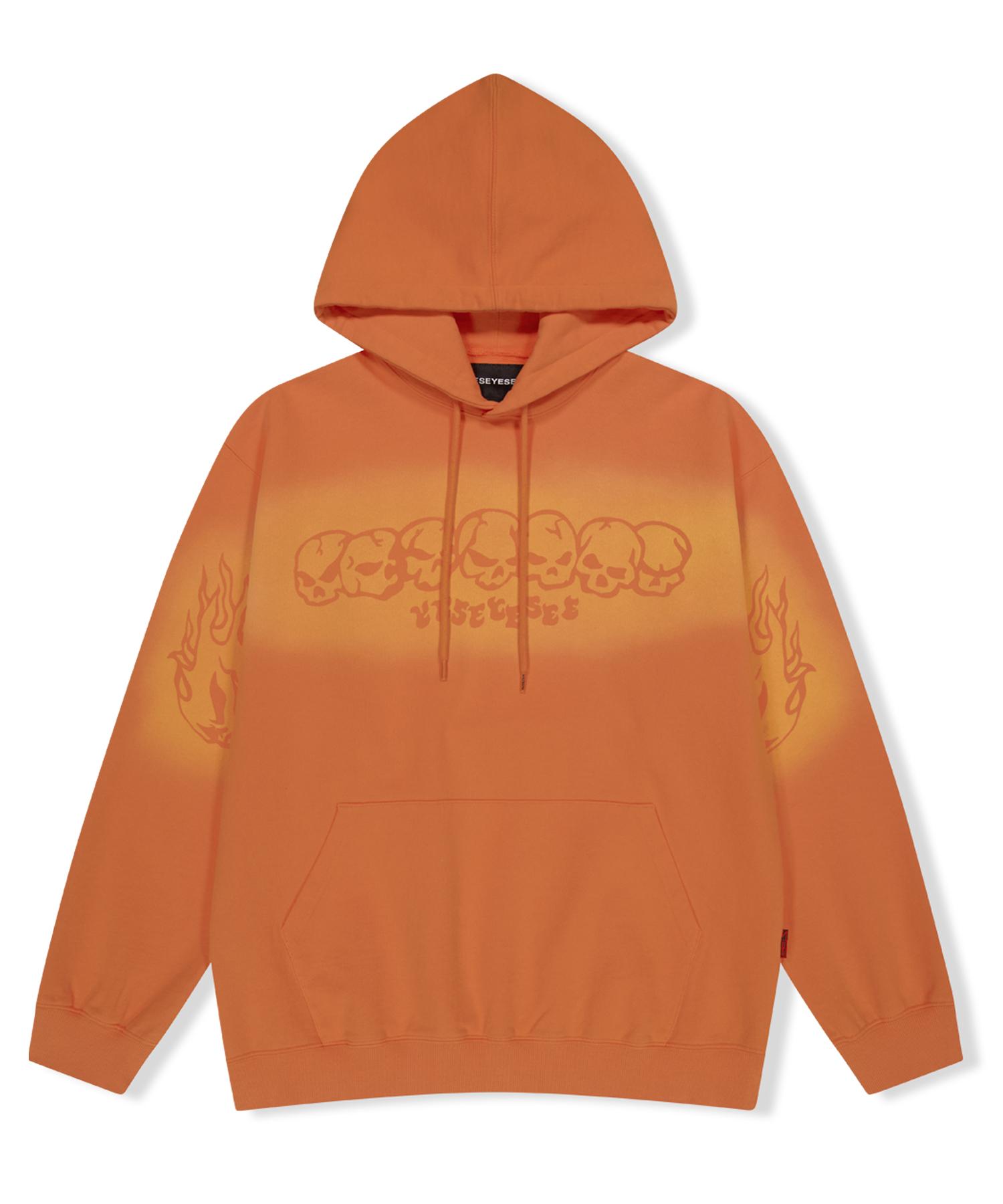 Yes Ic Y.E.S Fade-Out Skull Hoodie Orange Xl