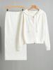 Elegant Korean Rhinestone Knit Cardigan & Skirt Set - Women's Spring/Autumn Two-Piece