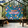 Happy Birthday Gifts Photo Background, Colorful Polyester Banner for Party Supplies