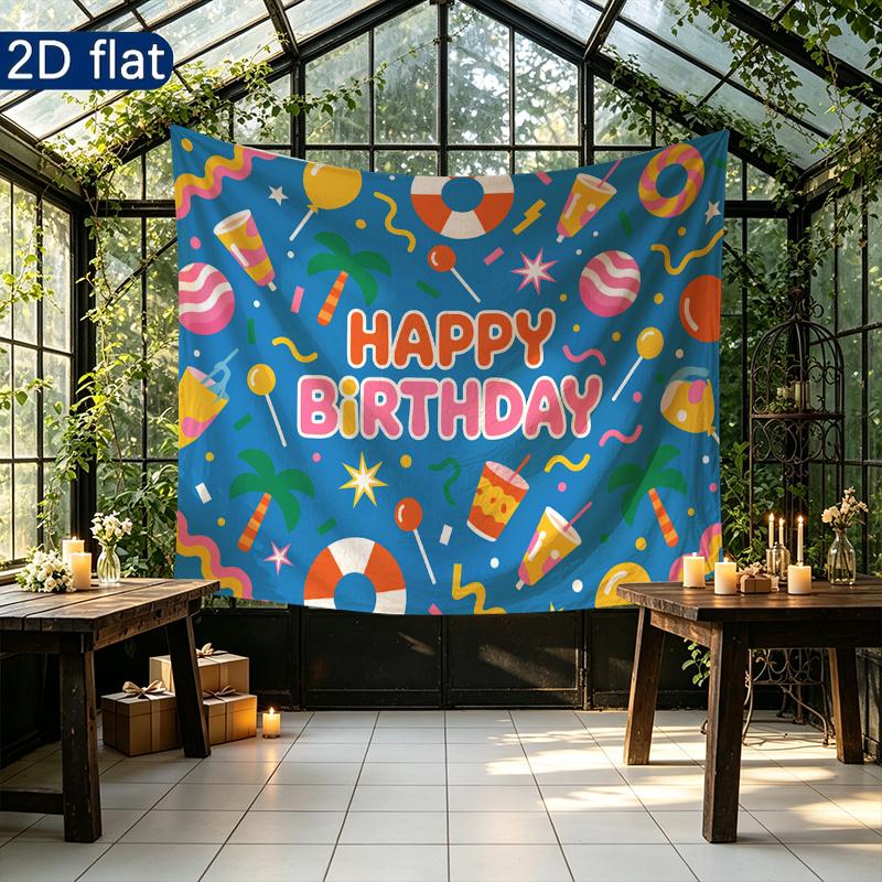 Happy Birthday Gifts Photo Background, Colorful Polyester Banner for Party Supplies