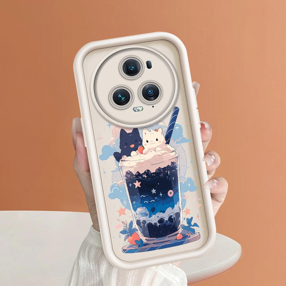 Soft Silicone Square Ladder Printing Pattern Phone Casing Full Cover Camera Shockproof Protection Rubber Case for Huawei Honor