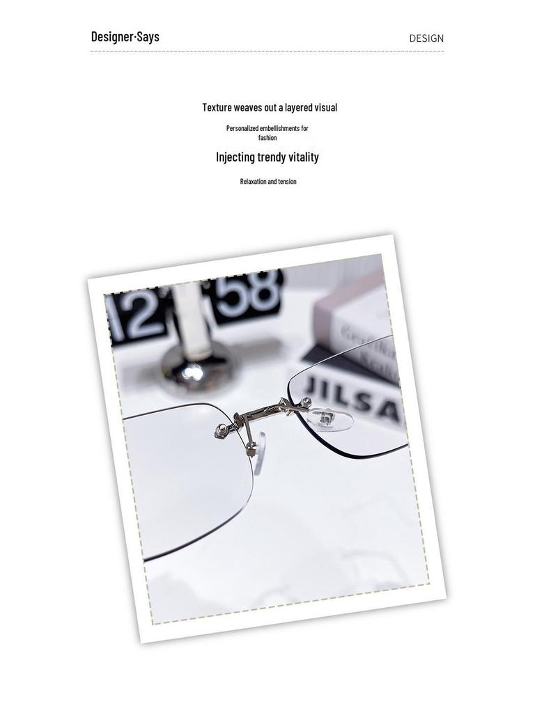 Retro Frameless Photochromic Myopia Glasses - Ultra-light, Artistic Metal Frames, Anti-blue Light, Prescription or Plano Lenses Compatible.