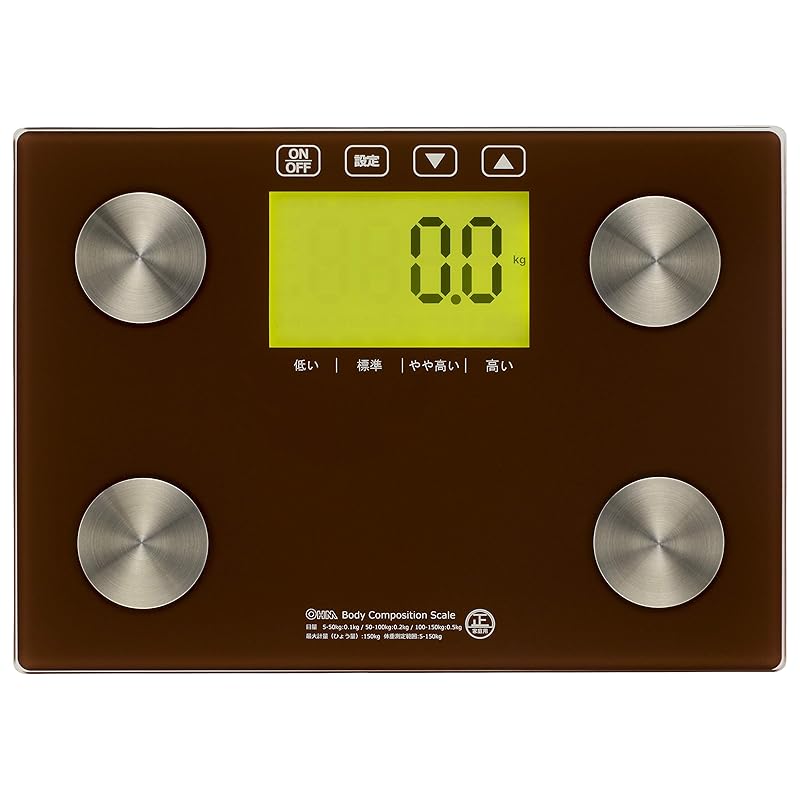 

Ohm Electric Weight and body composition meter (tempered glass measuring stand/Uses 3 AAA size pieces/Brown) HB-KG12H2-T