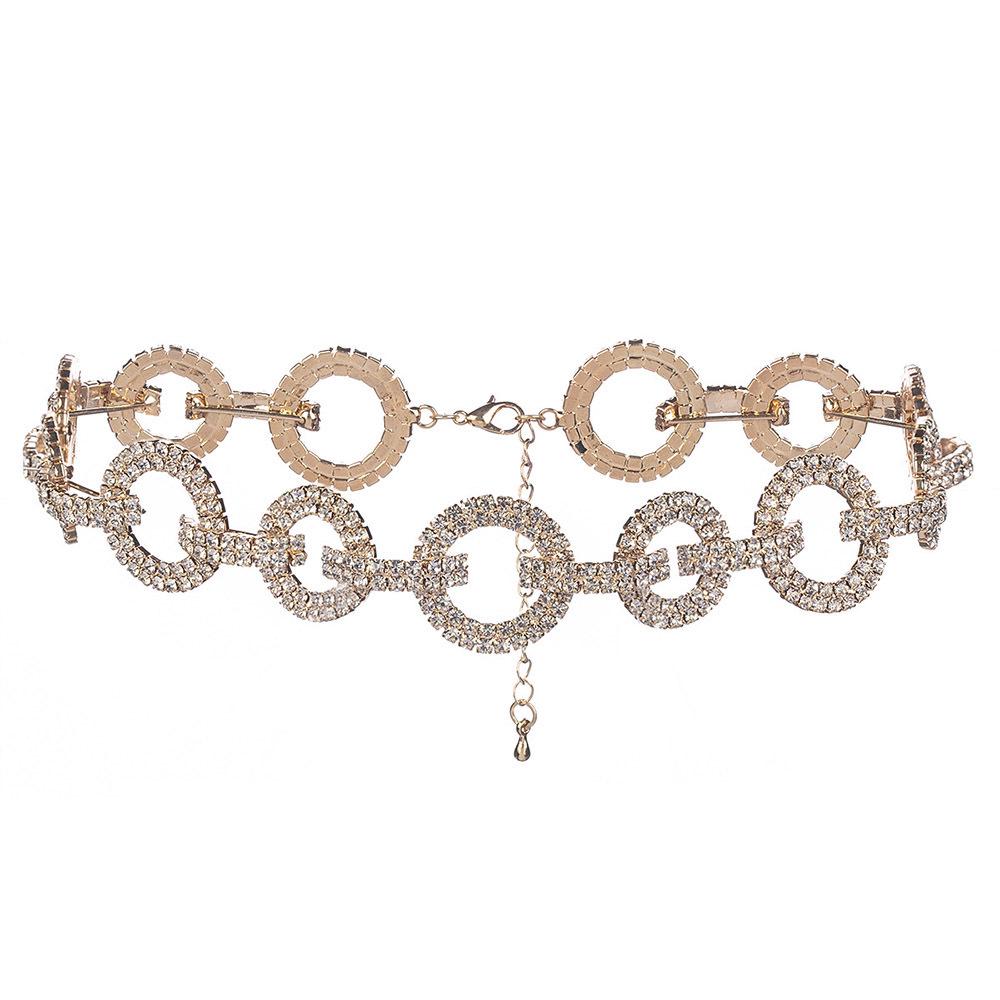 

Блестящее колье-чокер с кругом из стразов: Европейская и американская мода, Элегантная ключичная цепочка, Стиль инфлюенсера золотой