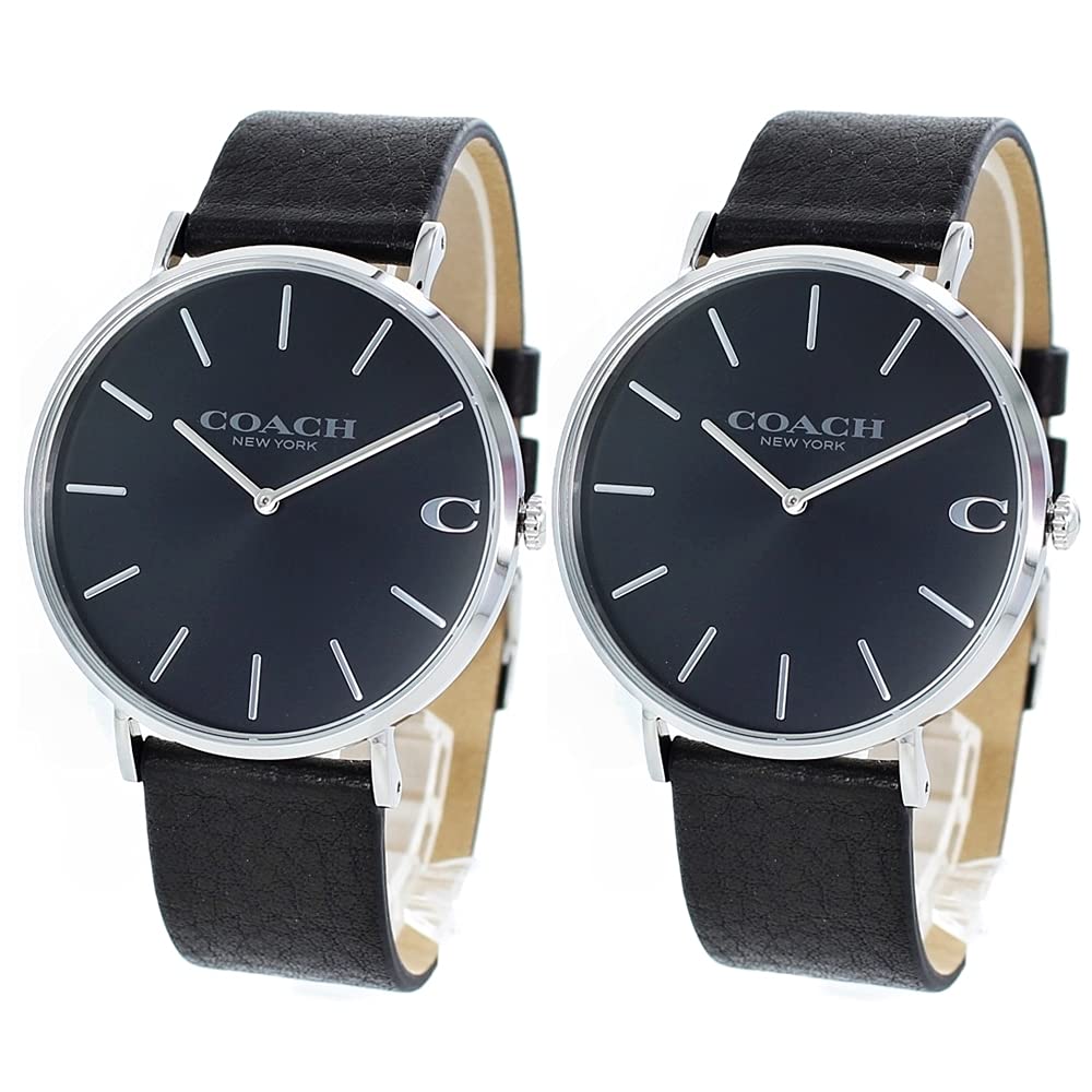 

COACH Storage Box Pair Watch Set of 2 CHARLES Silver x Black Leather 1460214914602149 Watch [Coach] [Item]