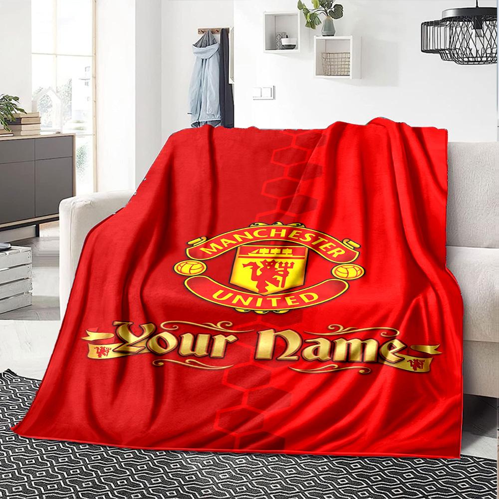 Manchester Customize Your Name Blanket Gift Customizable Blanket Soft Warm Cozy Perfect for Seaside Couch Office Living Room Four Seasons Multipurpose