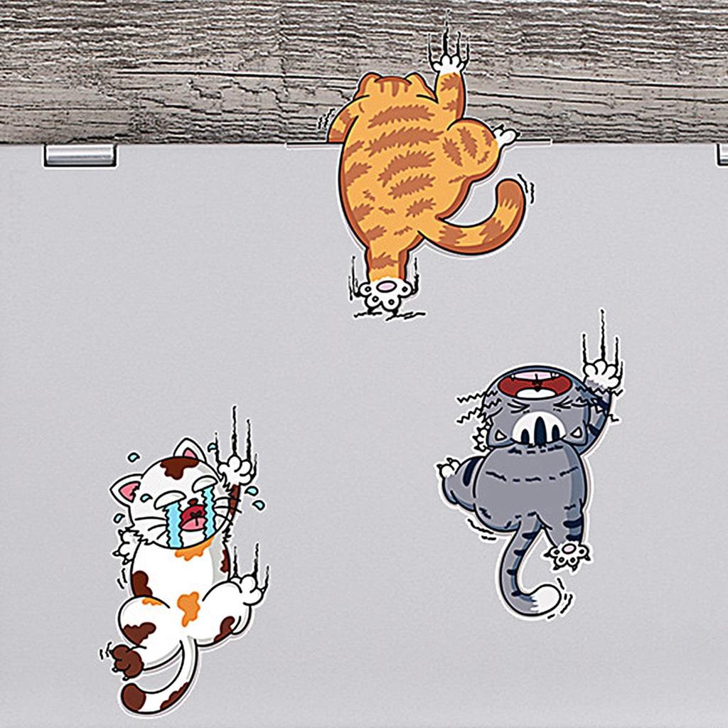 Car Cat Sticker, Car Cat Decal - Climbing Cat Scratch Stickers - 3 Pcs