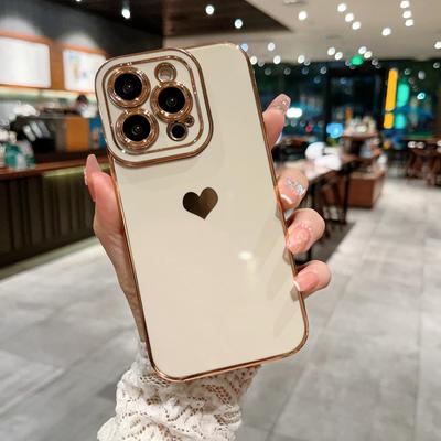 Luxury Soft Love Heat Phone Case For iPhone 14 13 12 11 Pro Max X XR XS Max 7 8 Plus SE   Electroplated Bumper Cover