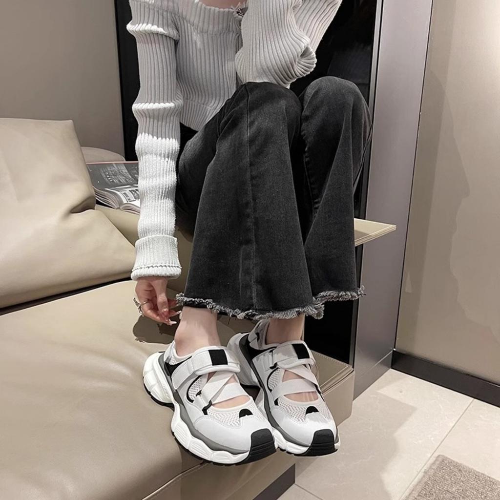 Dad's Shoes, Women's Summer Mesh Breathable Hollow White Hole Shoes, Student Casual Sports Sandals