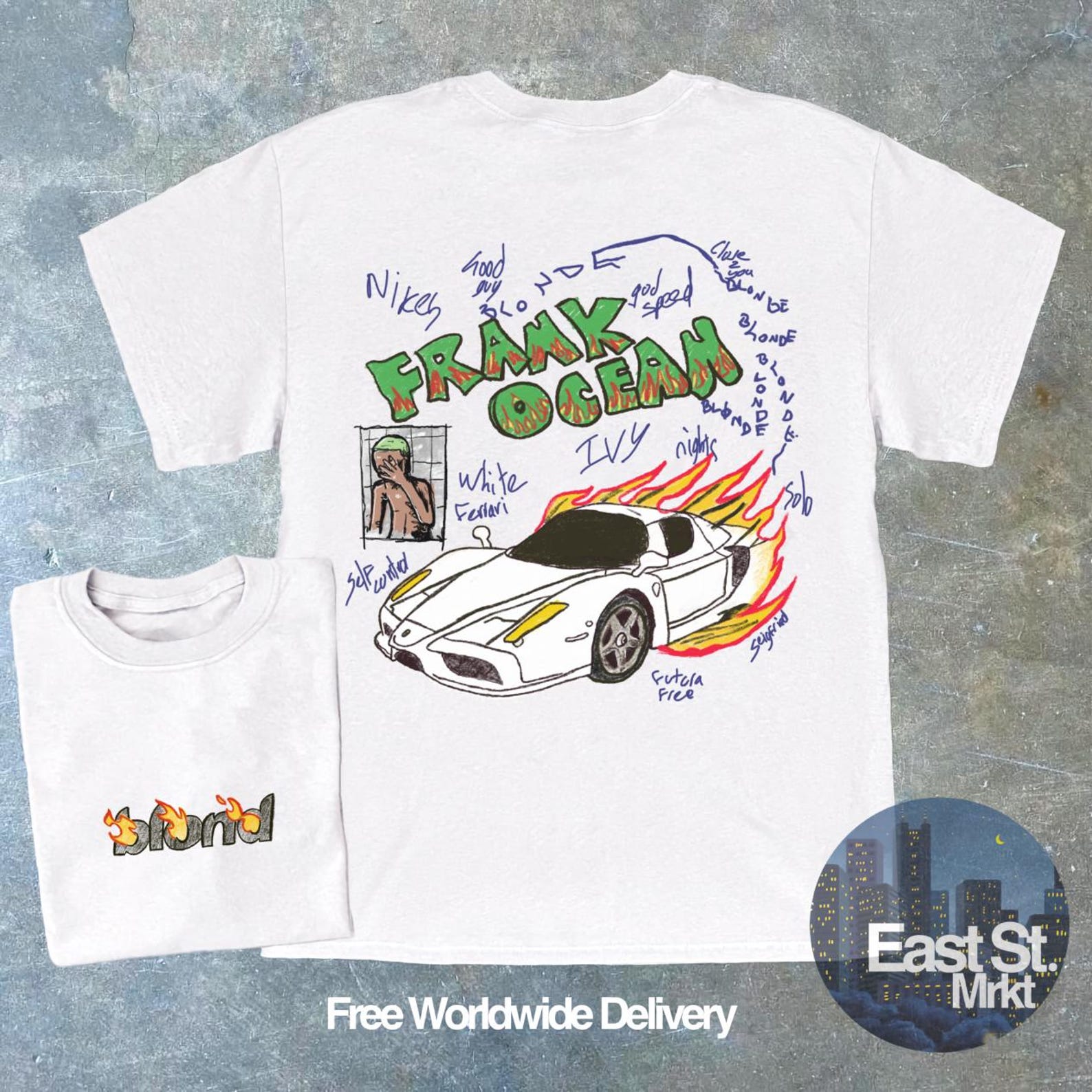 Frank Ocean BLOND Art T-shirt: Hand-Drawn Retro Tee S