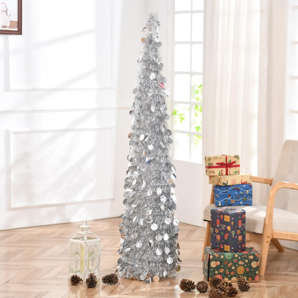 Foldable Pencil Tree Glitter Tinsel Artificial Christmas Tree Noel Christmas Tree Christmas Gift