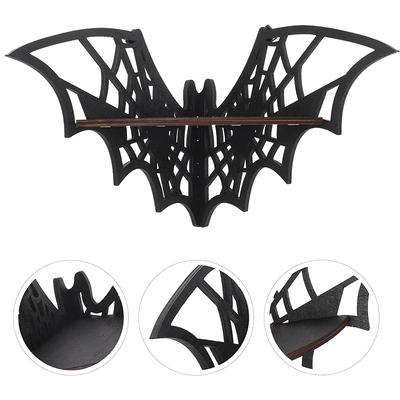 1PCS Bat Corner Shelves Wooden Floating Bat Wall Corner Shelves Gothic Jewelry Display Shelf Halloween Decorative Shelf