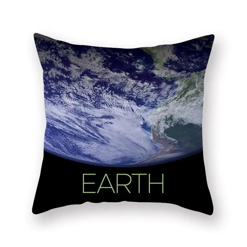 45X45Cm Galaxy Planet Cushion Cover Space Solar System Earth Moon Pluto Polyester Cushion Cover