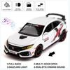 1/32 Scale Honda Civic Type-R Diecast Alloy Model Car Toy, Pull Back Vehicle with Light and Sound for Kids Adults Gift Collection
