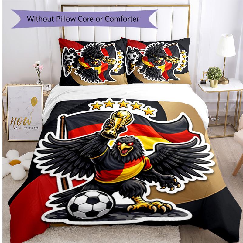 Germany Football Printed Bedding 3 Piece Set Cozy Breathable Bed Cover Set As Housewarming Holiday Gift