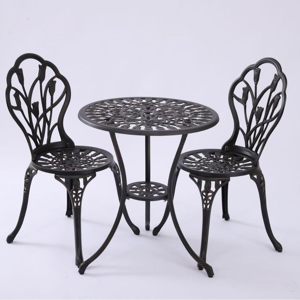 Luxury Cast Aluminum Outdoor Dining Table and Chairs Set for Garden or Balcony