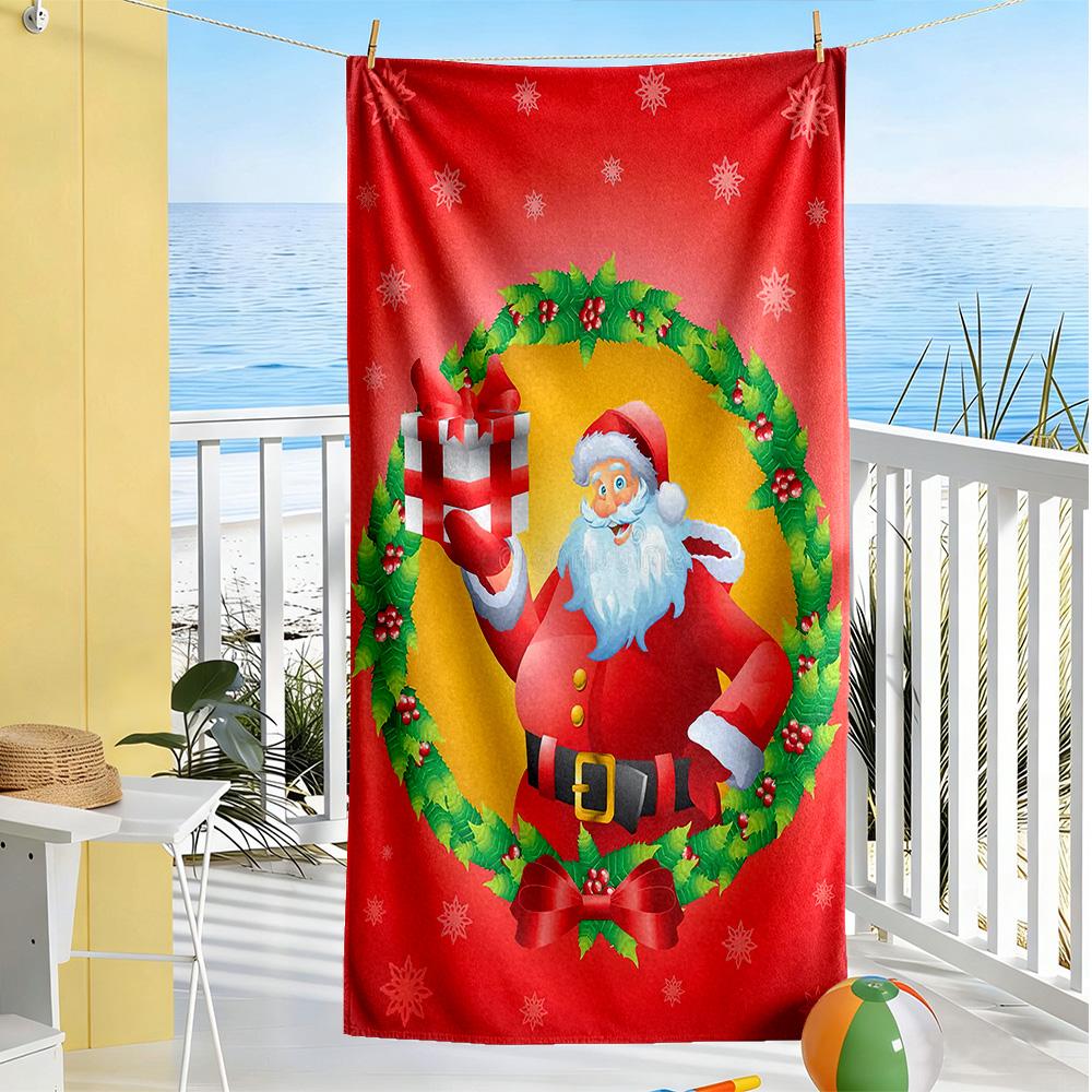 Christmas Beach Towel Super Soft Microfiber Quickdry Fabric Comfortable Lightweight