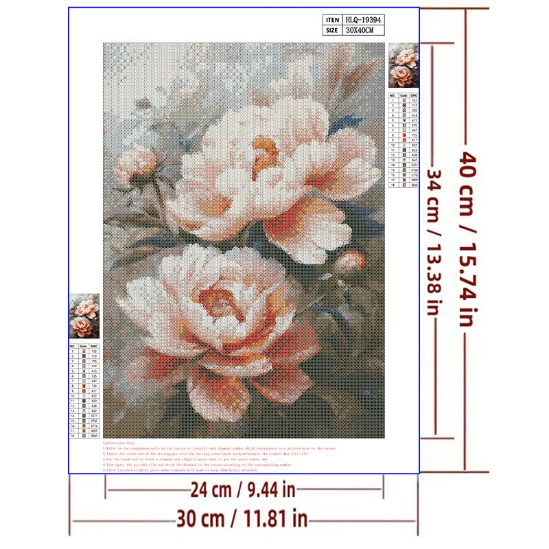 5d DIY Diamond Painting Cross Stitch Peony Flowers Diamond Embroidery Mosaic Plants Flowers Full Round Drill Home Decor