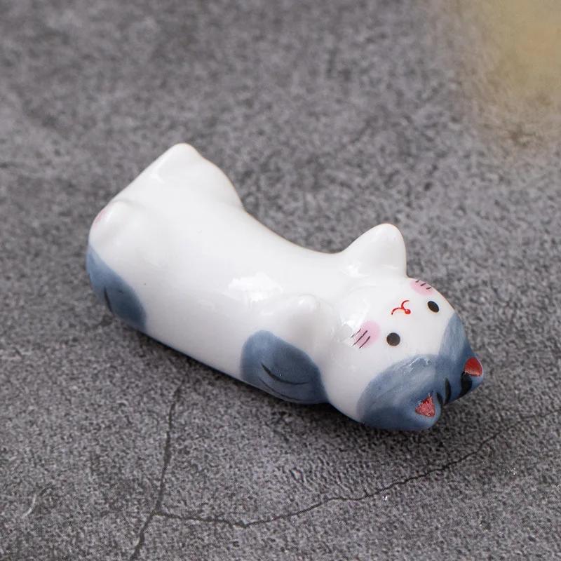 1pc Ceramic Cute Chopstick Holder Tableware Japanese Style Underglaze Restaurant Simple Oval Spoon Bracket Utensil for Kitchen