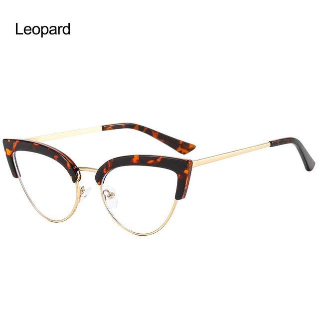 Anti-blått lysmetall Komfortabel farge Cat Eye Brilleinnfatning Dame Vintage Spring Hinge Optisk innfatning Databriller