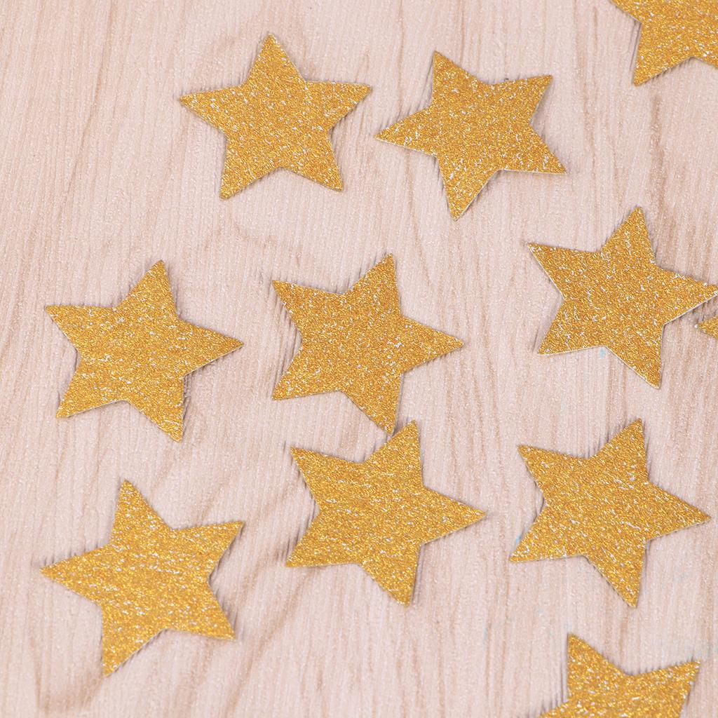 100 st Glittrande Stjärnkonfetti Hårt Papper Ingen Glittrande Fall Delikat Form för Årsdag Alla Hjärtans Dag Fest Guld