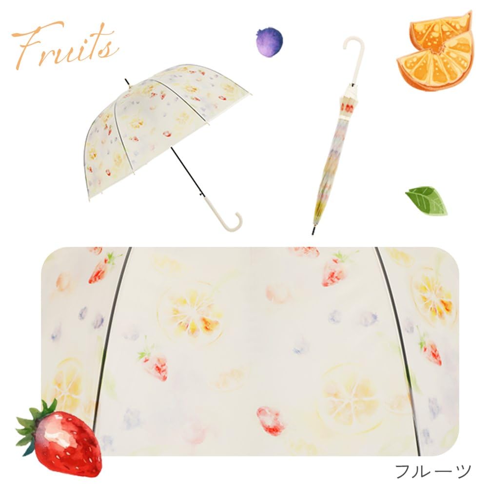 Ogawa Long Vinyl Fruit 8 Deep Automatic 57355 Umbrella, Umbrella, Design, LINEDROPS, 60cm, Ribs, Canopy, Opening,