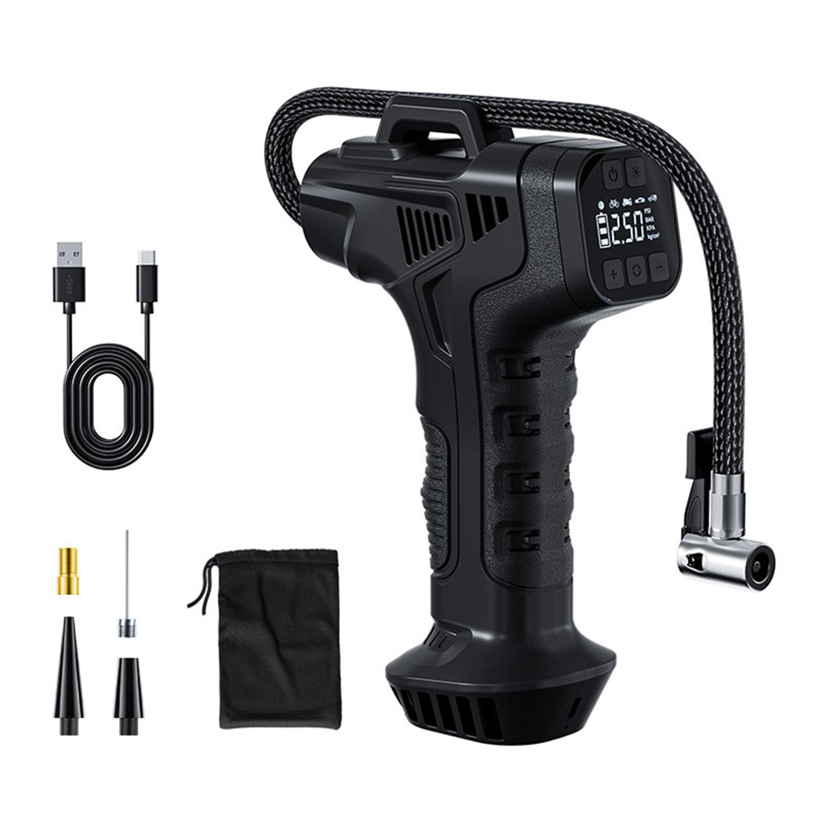 Handheld Wireless Tire Air Compressor Type-C Charging Portable Tires Pump Cordless Digital Tire Inflator for Outdoor Adventures чёрный