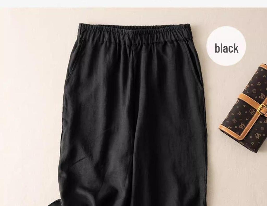 Dámské retro volné bavlněné lněné šortky, široké nohavice, tmavě modré