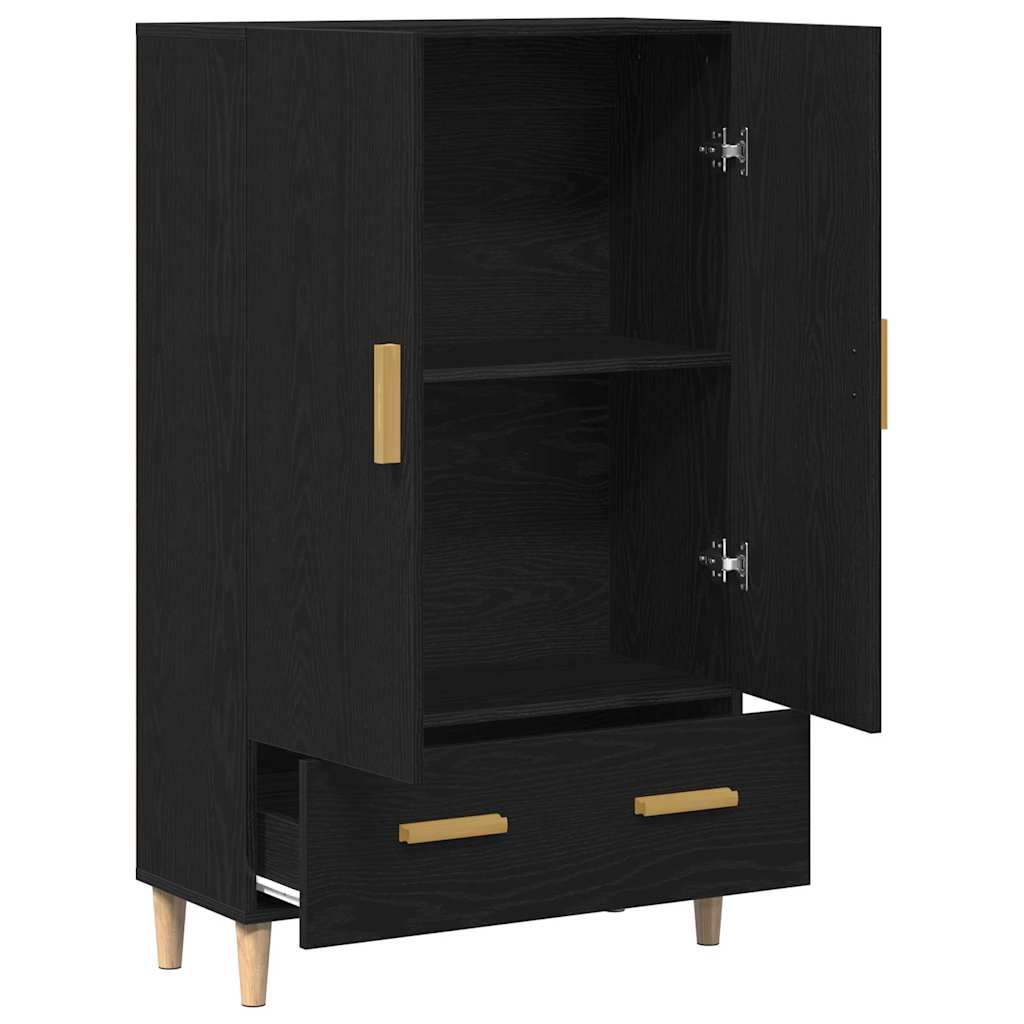 Highboard Black Oak Look 70 x 31 x 115 cm Engineered Wood