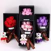 Valentine's Day Artificial Flowers 7 Rose Soap Bouquet Gift Box Teddy Bear Flower Creative Mother's Day Birthday Gift Home Decor