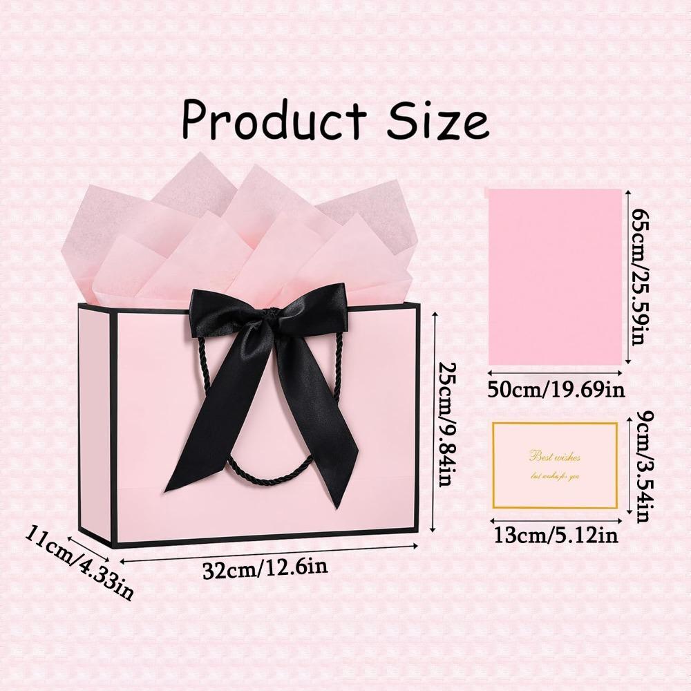 3pcs Gift Bags Large Gift Bags 1Pc Paper Gift Bag with 1 Tissue Paper 1 Greeting Cards and 1 Ribbon Present Bags with Handles Shopping Handheld Bag