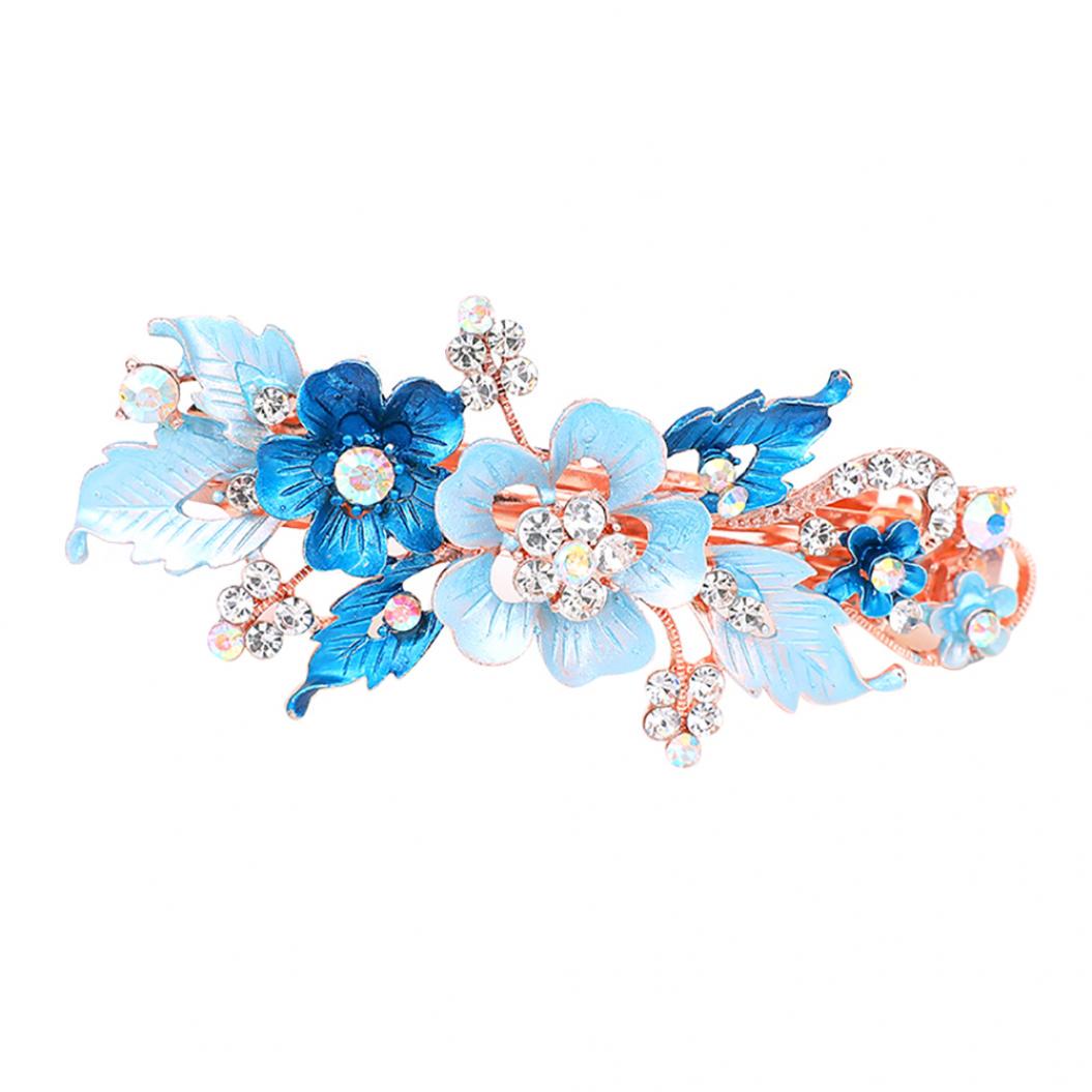 

Модные женские заколки для волос со стразами, цветочные заколки, заколка для волос, весенние головные уборы синий