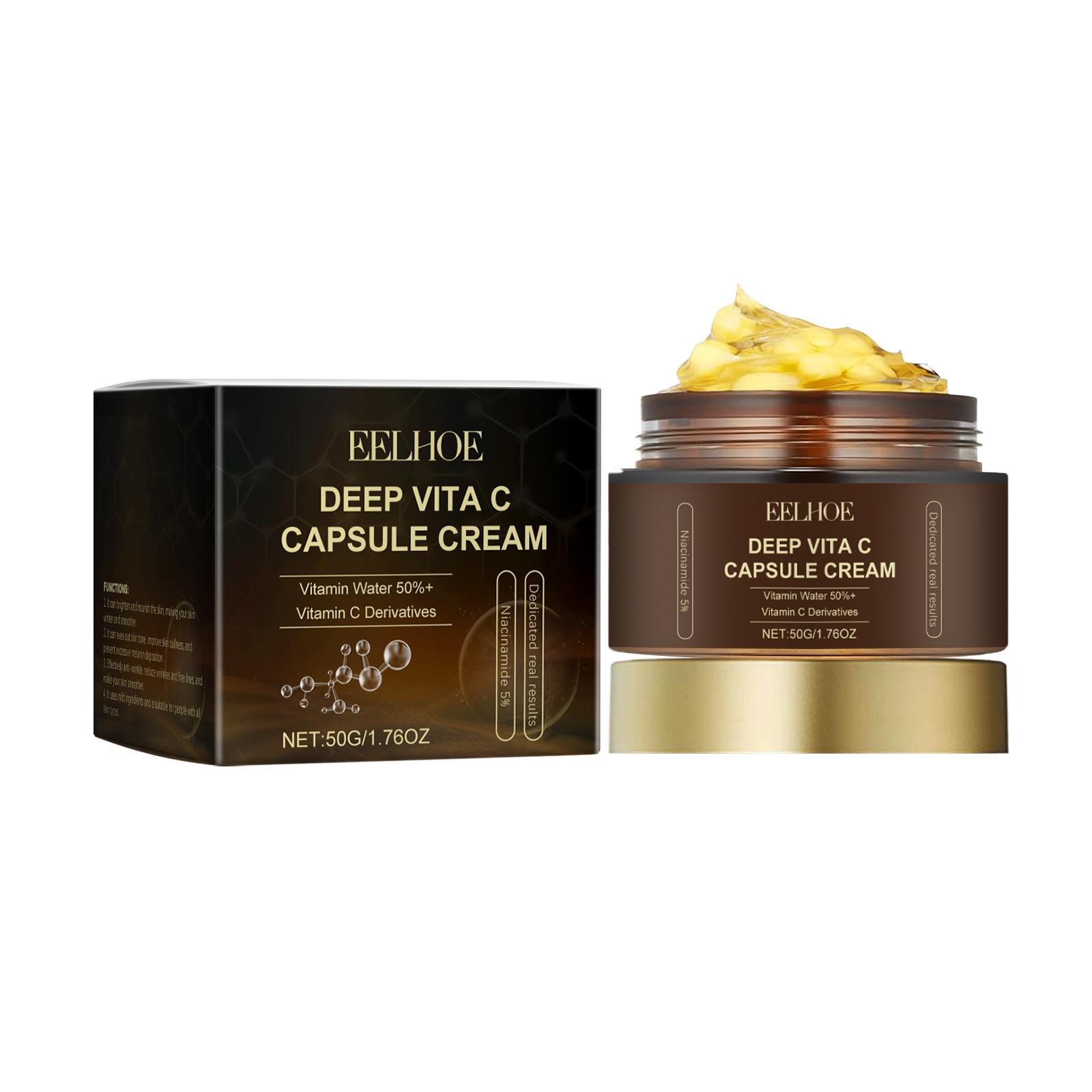 

EELHOE Nicotinamide Facial Lightening Cream for Face Moisturizer Repair Brightening Skin Care Products Vitamin C Cream Capsules 50g Boxed